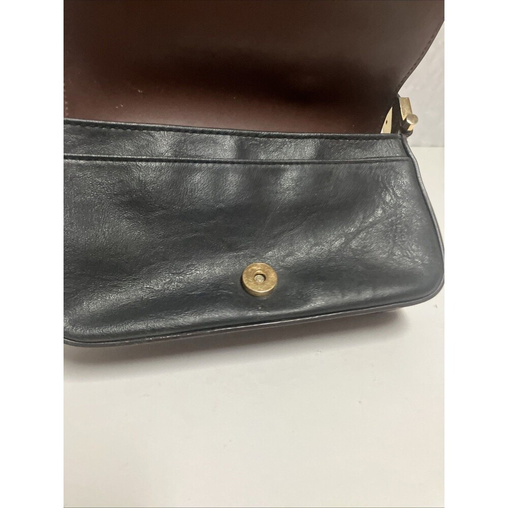 Mondani New York Faux Leather Shoulder Bag Brown Black Flap Purse - Picture 7 of 12
